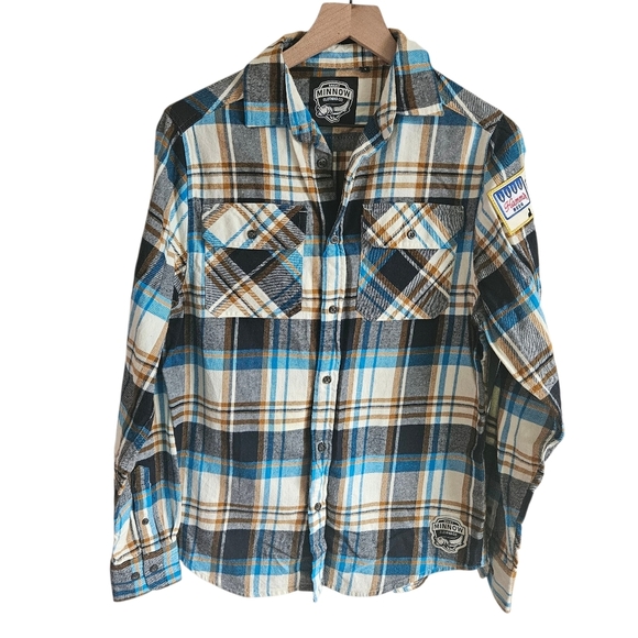 Angry Minnow Hamm's Beer Patch Plaid Flannel Button Down - Picture 2 of 11